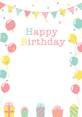 バースデーカード_誕生日パーティー背景（タテ）
 happy birthday