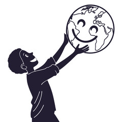 silhouette world emoji day on white background