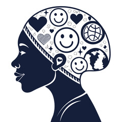 silhouette world emoji day on white background