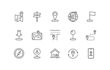 Location and Direction Icon Set – Editable Stroke