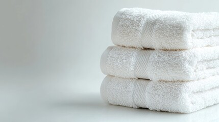 Stack of soft white towels Hygienic spa cloths for a clean and neat environment.