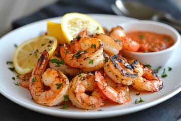 Grilled Shrimp with Lemon and Spicy Salsa
