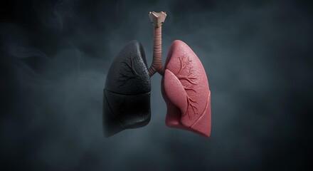 Lungs Damaged by Pollution A Visual Representation of Respiratory Health and the Impact of Smoking and Environmental Factors