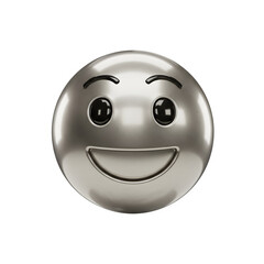 3D Silver Smiley Emoji Glossy Chrome Happy Icon