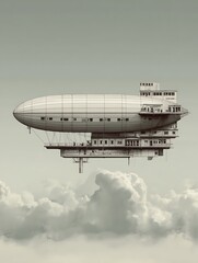Surreal Zeppelin Architecture Over Clouds