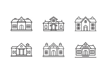 mansion icon line art vector illustration