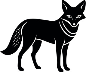 Standing fox animal black and white silhouette vector illustration