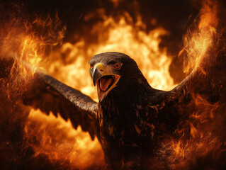 Infernal Raven in Mid-Cry Surrounded by Emberstorm
