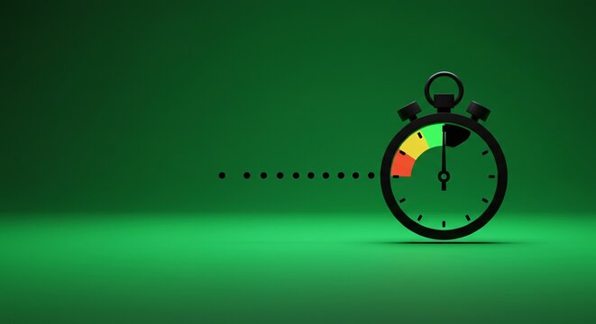 Black Stopwatch with Color Indicator on Green Background