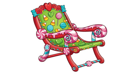 Vector sweet candy land furniture: whimsical lollipop chair illustration for kids room decor and design ideas