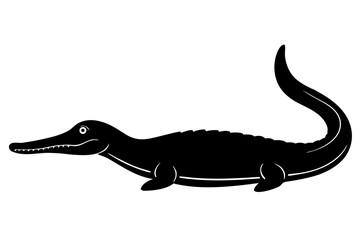 Obraz premium Stylized cartoon alligator reptile animal silhouette vector illustration