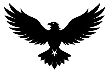 Majestic eagle with open wings black silhouette vector illustration