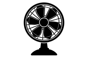 Standing electric fan appliance black silhouette vector illustration