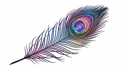Vector beautiful peacock feather illustration with vibrant colors and intricate details for design projects