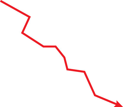 Red arrow graph showing a downward trend