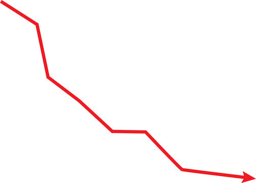 Red arrow pointing downwards indicating decline