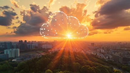 Futuristic digital business environment symbolizing agility and resilience. Abstract dynamic elements represent innovative solutions adapting to market shifts, growth, and flexibility in a modern digi