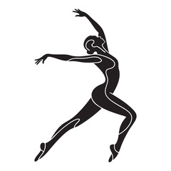Elegant dancer leaping graceful pose ballet silhouette.