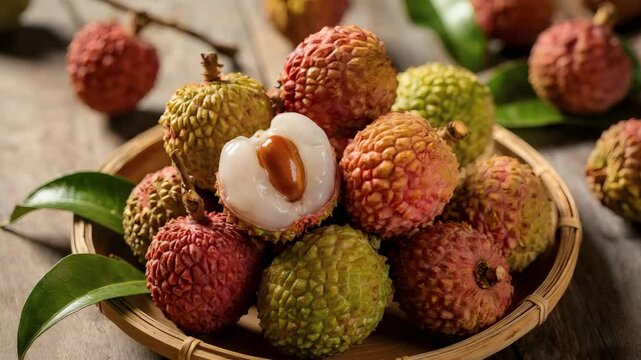 Fresh lychee close-up【4K】