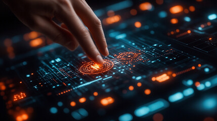 Futuristic digital business environment symbolizing agility and resilience. Abstract dynamic elements represent innovative solutions adapting to market shifts, growth, and flexibility in a modern digi