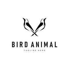 Bird logo with simple minimalist concept of flying bird with freedom design, illustration template and brand symbol