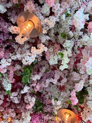 Flowers and lamps on a ceiling