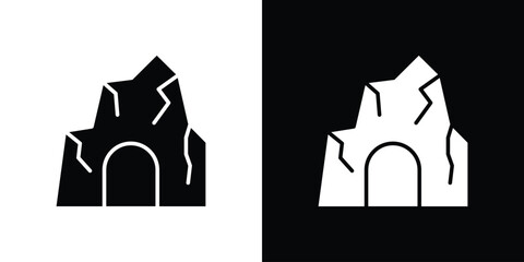 cave icon Vector clipArt Illustrations in flat style