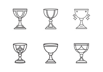 chalice icon line art vector illustration