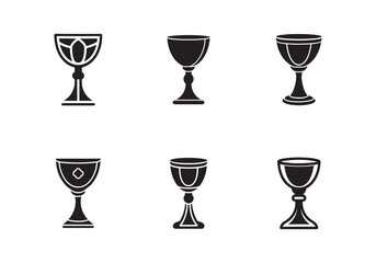 set of chalice icon silhouette vector illustration