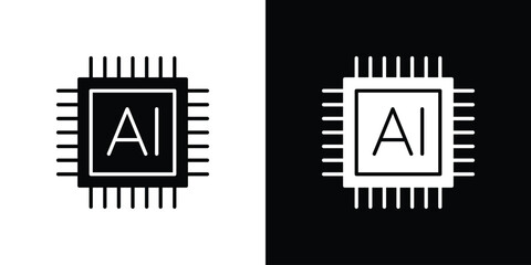 AI icon Vector clipArt Illustrations in flat style