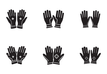 set of medical gloves icon silhouette vector illustration