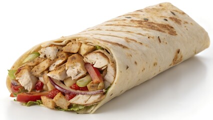 Grilled Chicken Wrap with Fresh Vegetables in a Warm Tortilla


