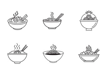 stir fry icon line art vector illustration