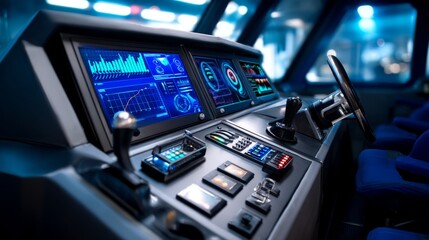 Fototapeta premium Advanced Control Room Dashboard with Digital Interface for Modern Technology Operations