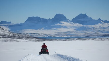 Snowmobile trek, arctic mountains