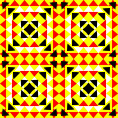 Fototapeta premium Seamless geometric pattern with colorful shapes and decorative mosaic design for modern wallpaper and fabric