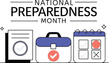 National preparedness month theme design illustrating readiness and safety concepts with bold colors and clear typography for public awareness campaigns and educational materials