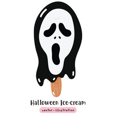 Spooky ice cream Halloween cute ice cream hand draw illustration vector