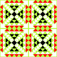 Fototapeta premium Colorful seamless geometric triangle pattern with vintage mosaic tile design for fabric and wallpaper