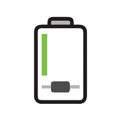 Battery Life Indicator with Green Level on a Black Background