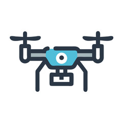 Isolated Teal Drone Icon: Technology, Photography, Videography and Aerial Surveillance