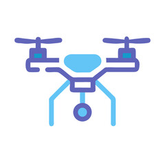 Simple Vector Illustration of a Modern Drone on Black Background, Isolated