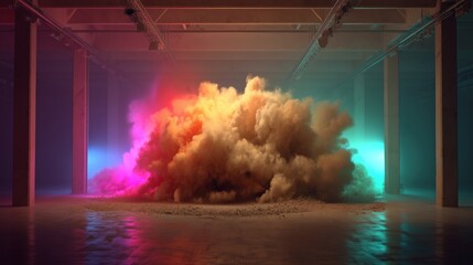 Surreal Dust Cloud Illuminated by Colored Lights