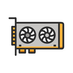 Graphic Card Vector Icon: Modern Computer Hardware for Gaming and Design