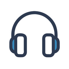 Simple Blue Headphones Icon on Black Background for Music and Technology