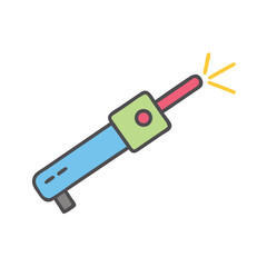 Colorful Cartoon Laser Pointer Icon on Black Background, Vector Illustration