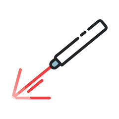 Laser Pointer Illustration: Arrow Pointing Down Left on Black Background