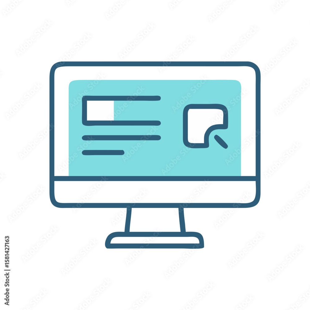 Poster computer screen icon showing data and information on a black background