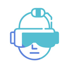 Virtual Reality Headset Illustration in Cyan, Symbolizing Gaming and Technology