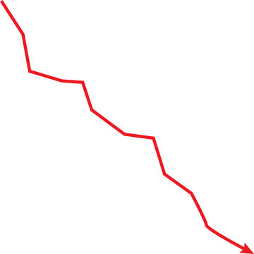 Red arrow graph showing a downward trend